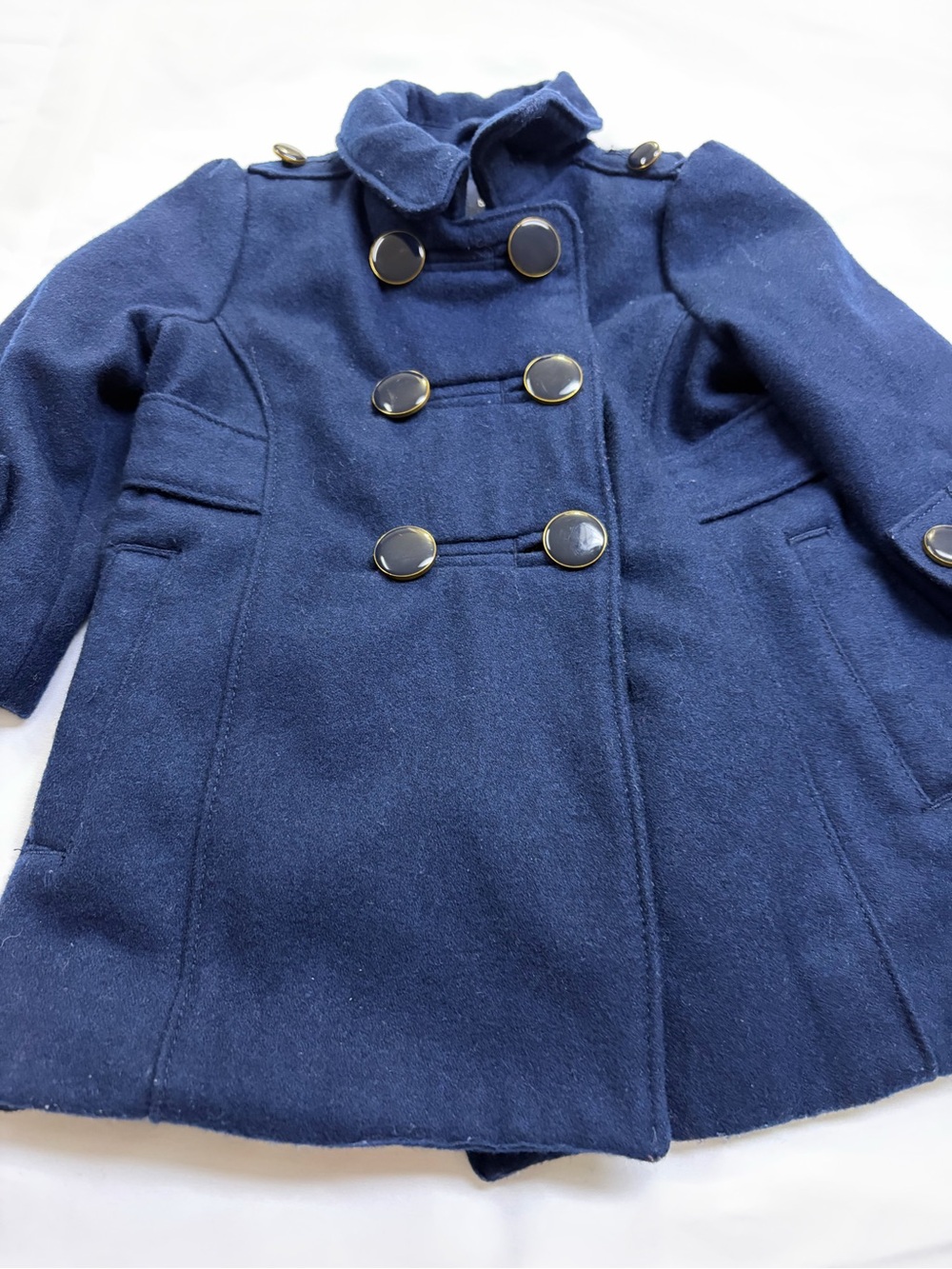 GAP Navy Double-Breasted Girls Peacoat with Gold Buttons